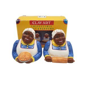 VTG Clay Art African American Salt  & Pepper Ceramic‎ Shakers  Baking Time